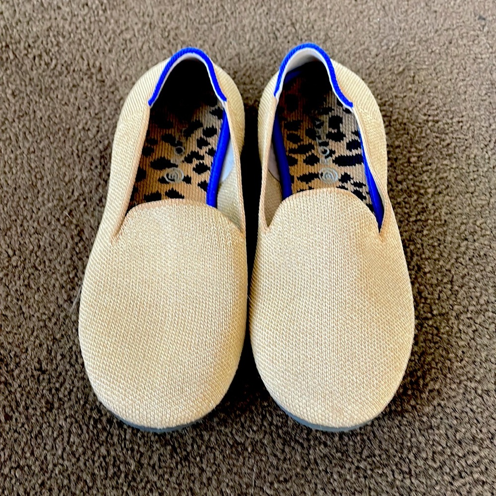 Girls Rothy’s Gold loafers size 4.